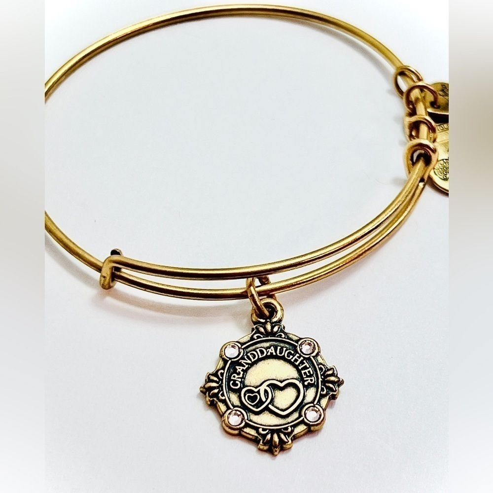 Alex and Ani Granddaughter with Crystals Expandable Bangle, Gold Finish.